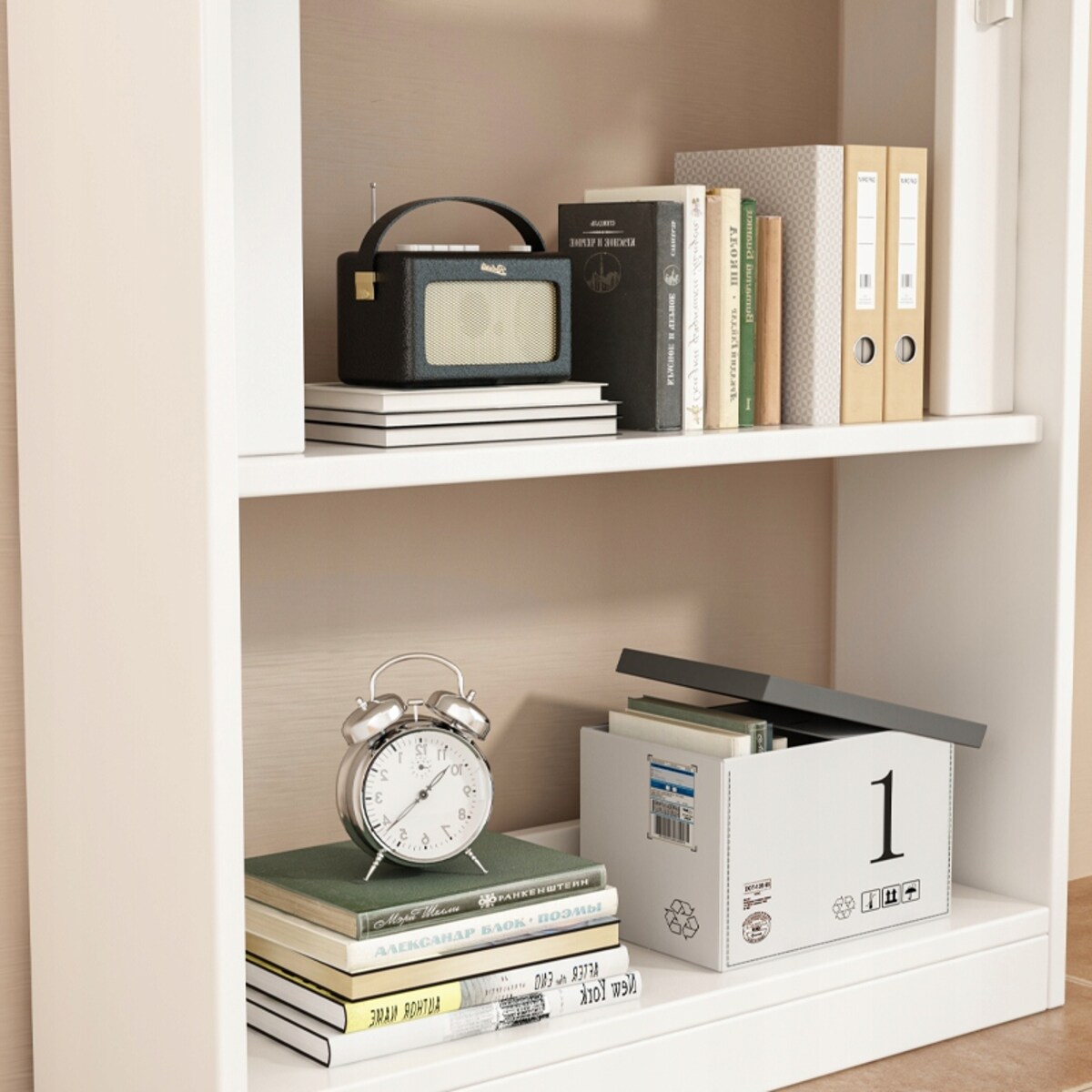 Biurko ścienne składane na laptopa białe szafka półka regał nowoczesne stół