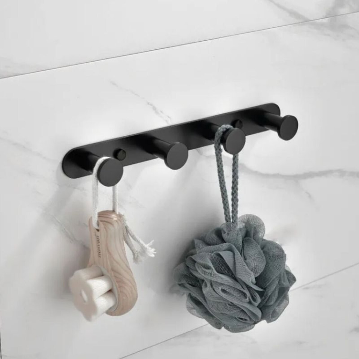 Wieszak ścienny czarny do łazienki kuchni przedpokoju haczyki