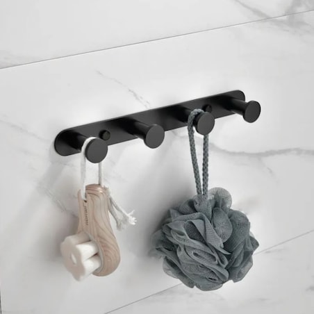 Wieszak ścienny czarny do łazienki kuchni przedpokoju haczyki