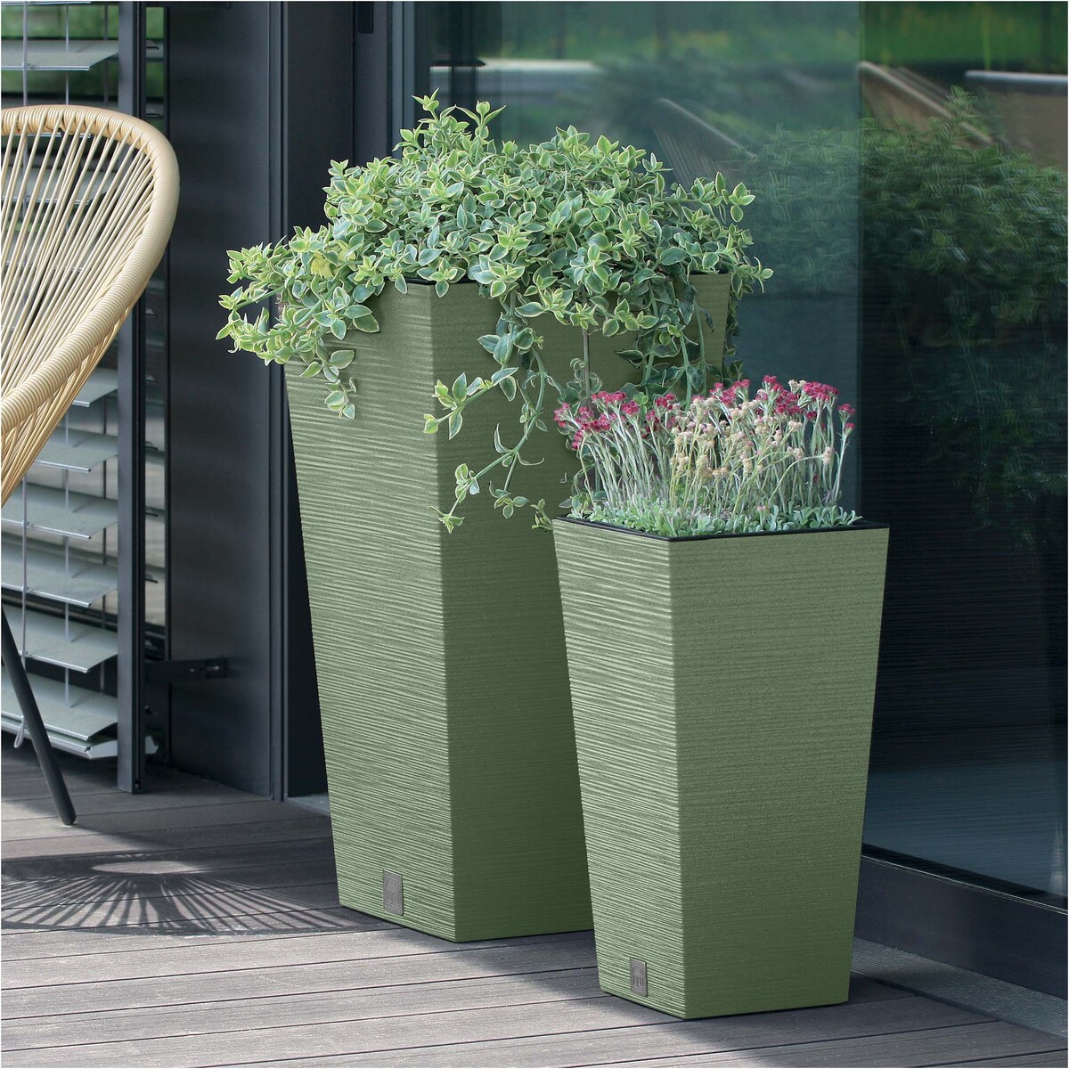 Doniczka Donica Ogrodowa 24 Cm Kwadratowa Na Taras Do Ogrodu Domu Zielona