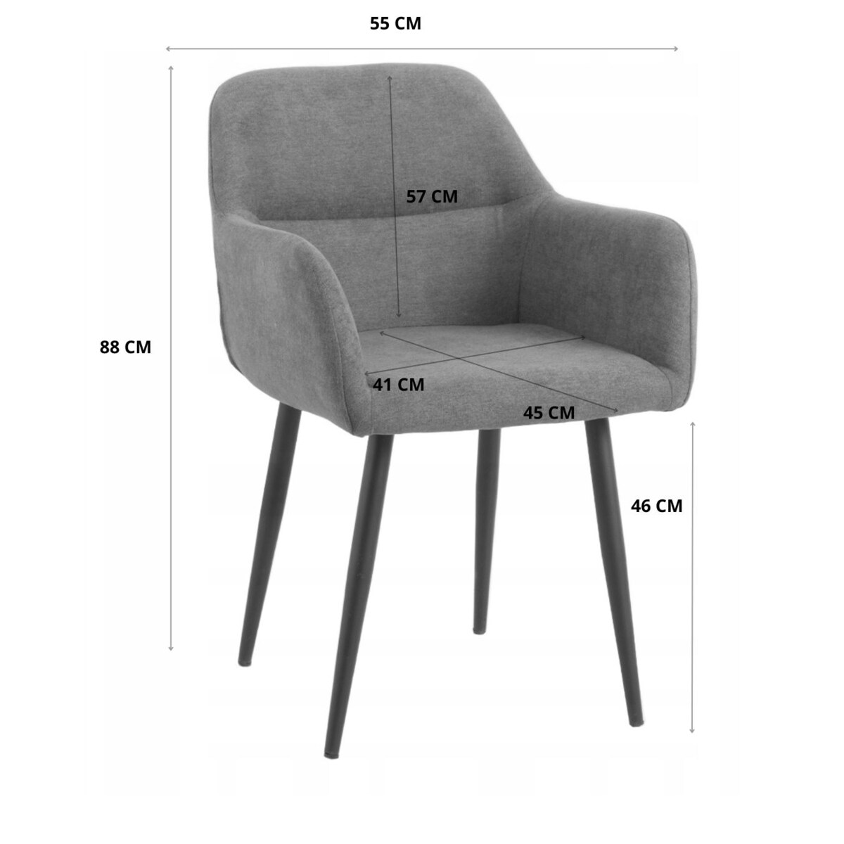 Krzesło brązowe VERDO tapicerowane na czarnych nogach