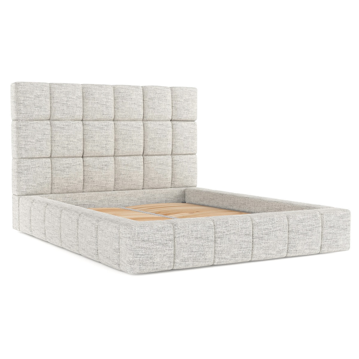 Łóżko tapicerowane SKIATHOS 160x200 z pojemnikiem, Jasny Szary, tkanina Modesto 481