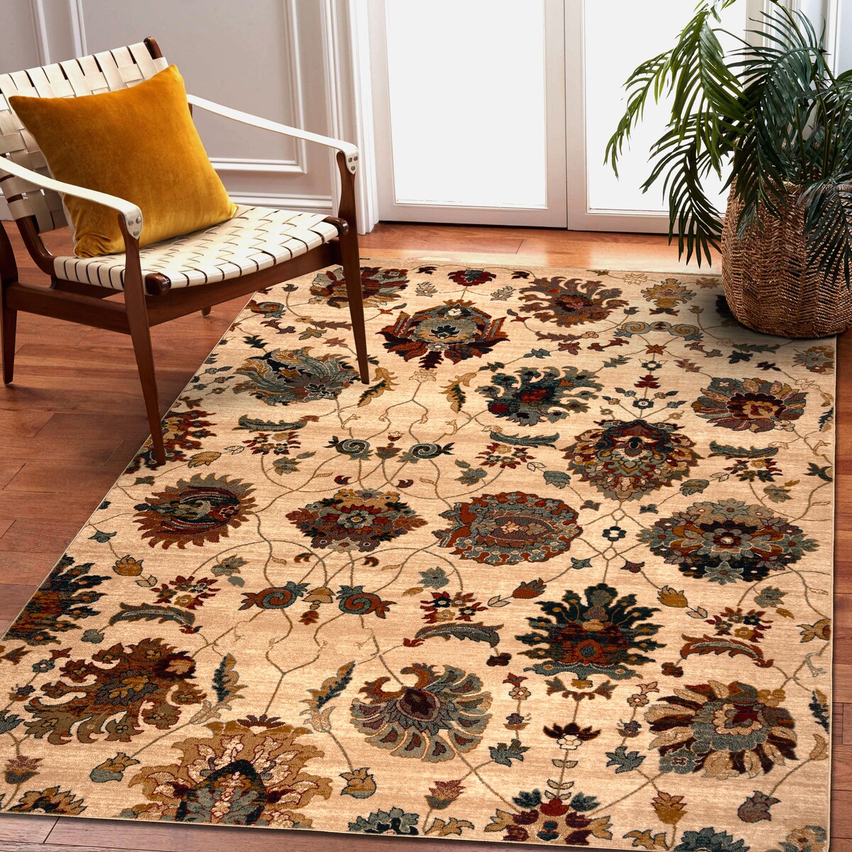 Dywan wełniany OMEGA LATICA Kwiaty krem 300x400 cm