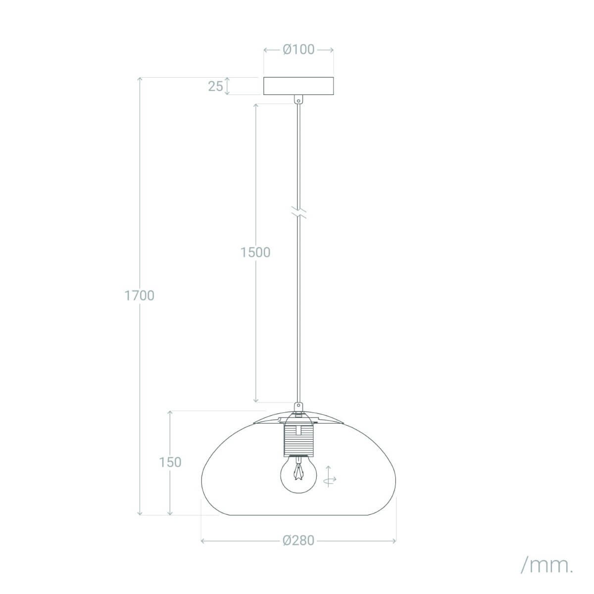 Szklana lampa wisząca Tesoro ABR-LWCM-E27 Abruzzo do salonu miodowy