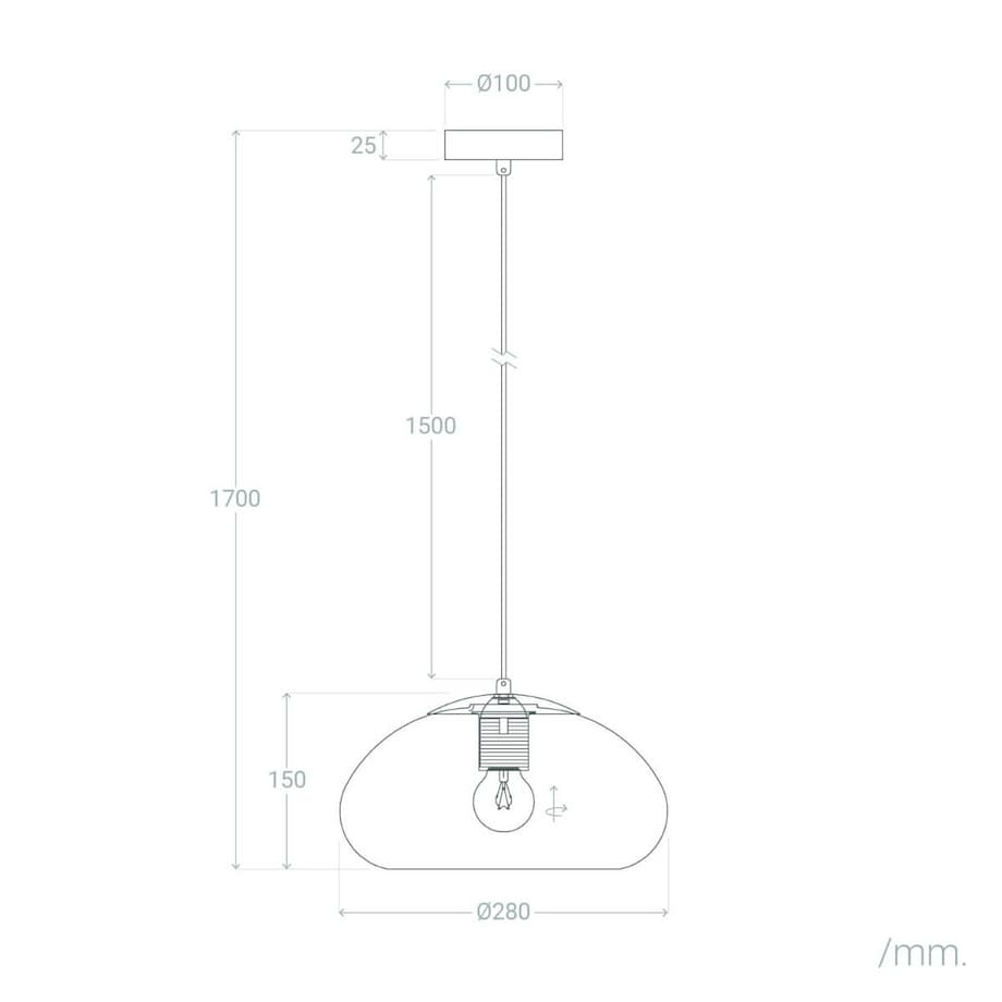 Szklana lampa wisząca Tesoro ABR-LWCM-E27 Abruzzo do salonu miodowy