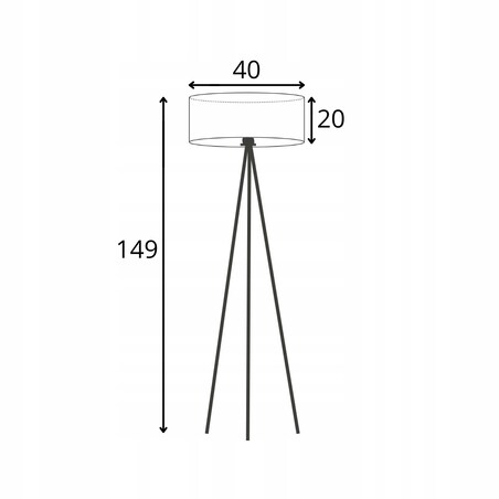 Lampa stojąca podłogowa trójnóg z abażurem walec 40cm JOLLY
