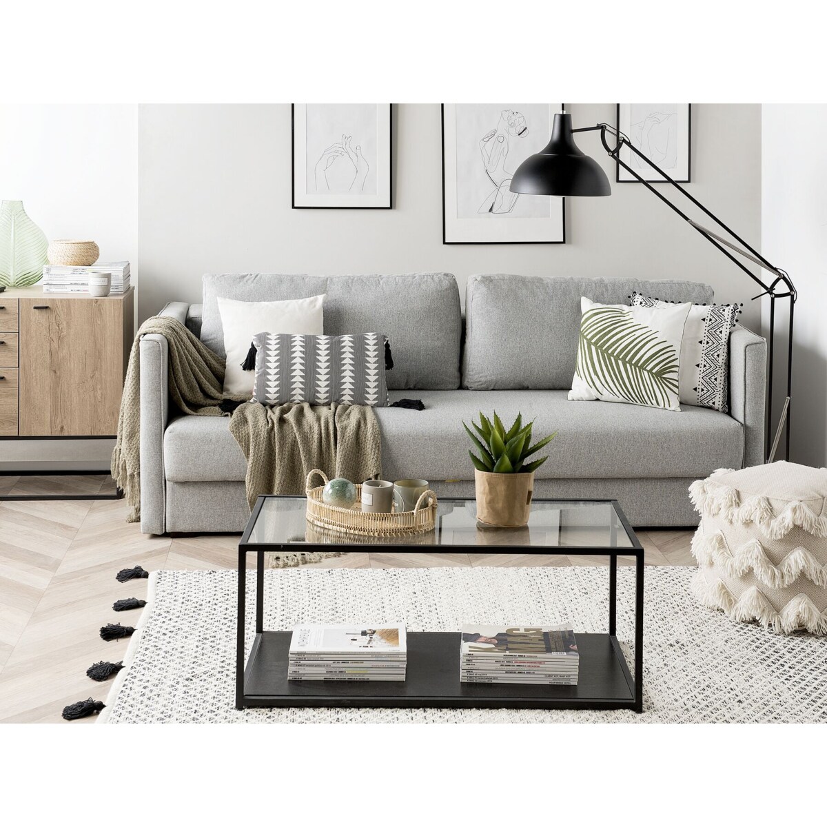 Sofa rozkładana jasnoszara EKSJO