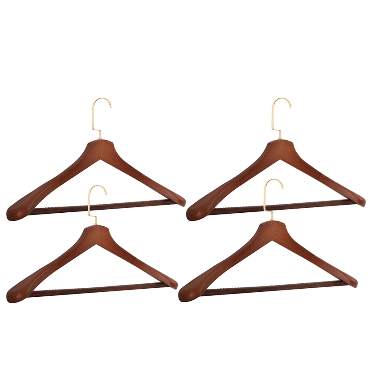 Zestaw 4 drewnianych wieszaków na ubrania SHP HARDI brązowy