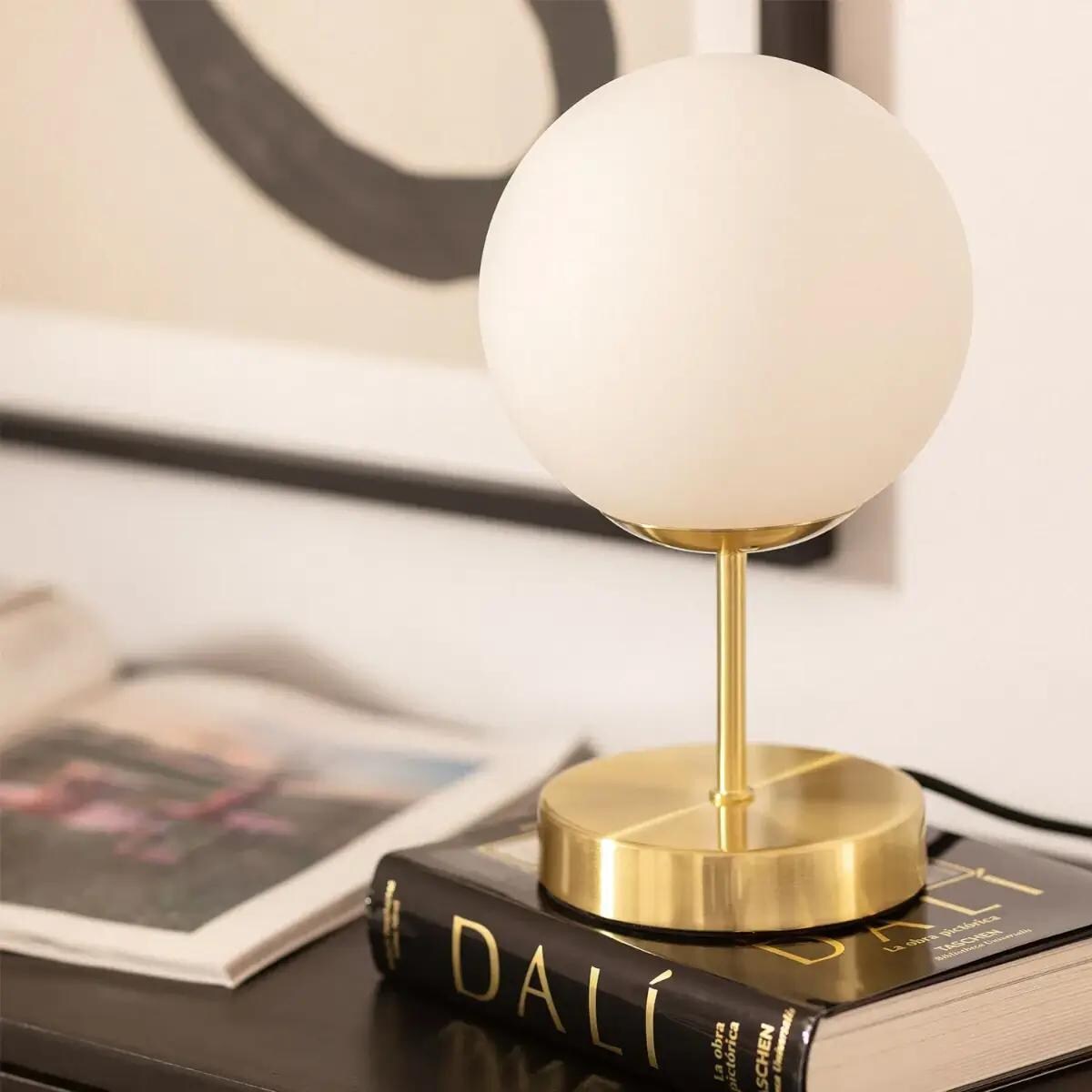 Stołowa lampka kula Milano ABR-LSS-Z-E27 Abruzzo metal szkło złoty biały