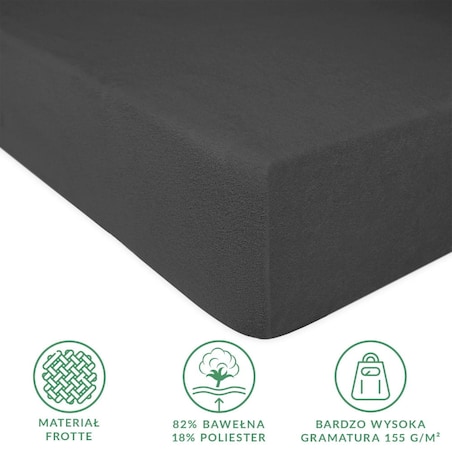 Prześcieradło z bawełny frotte z gumką 90x200 kolor antracyt