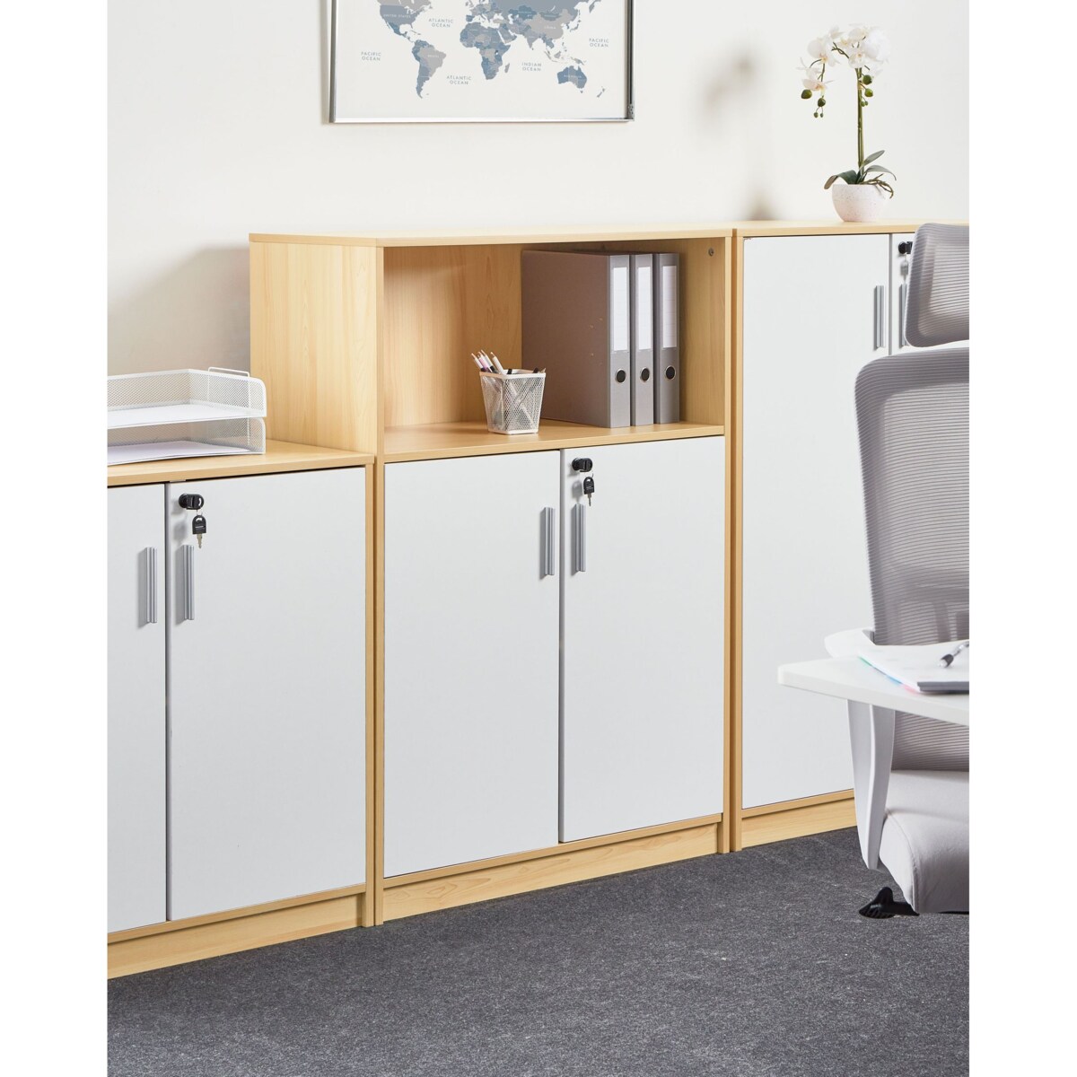 Szafka biurowa ZEHNA Jasny brąz/ biały