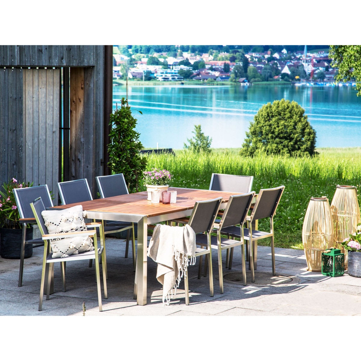 Stół ogrodowy eukaliptus 220 x 100 cm jasne drewno GROSSETO