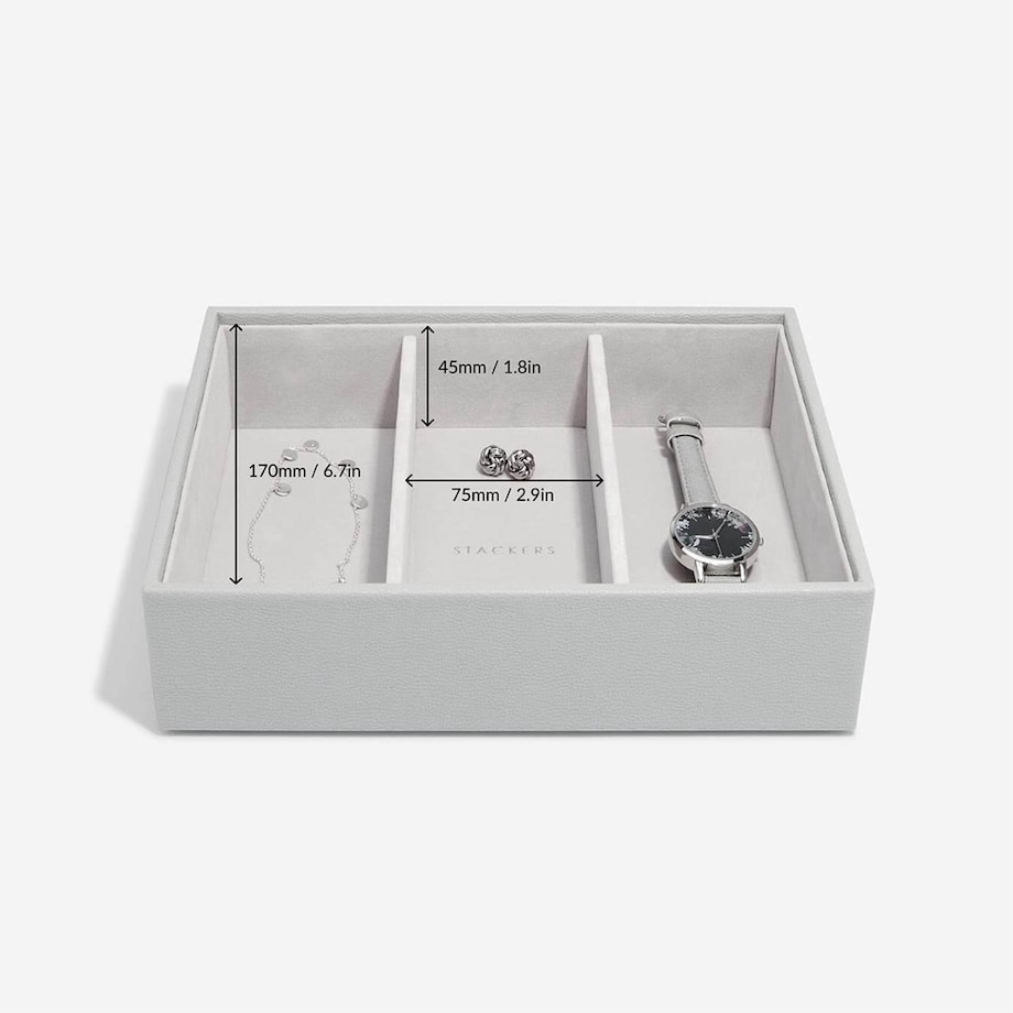 Szkatułka na biżuterię Stackers 3 komorowa classic kamienna szarość