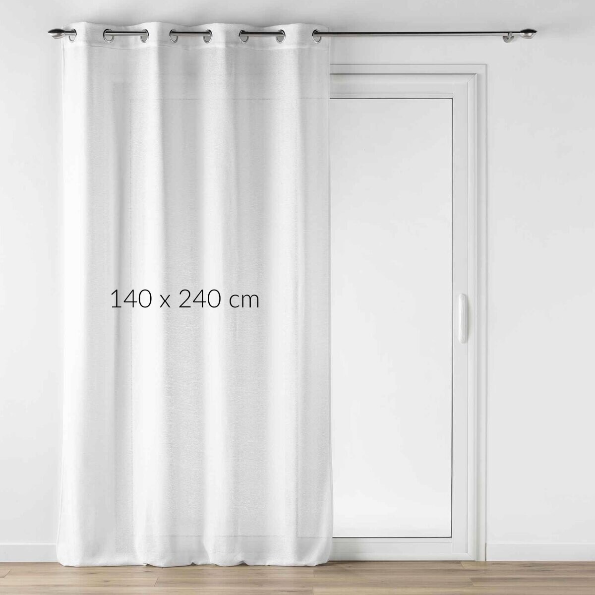 Biała firanka na przelotkach z efektem lnu, LUOLINE, 140 x 240 cm