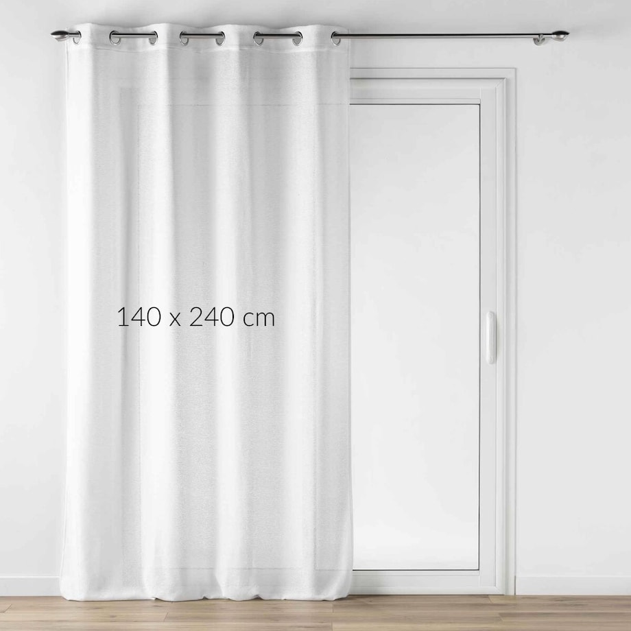 Biała firanka na przelotkach z efektem lnu, LUOLINE, 140 x 240 cm
