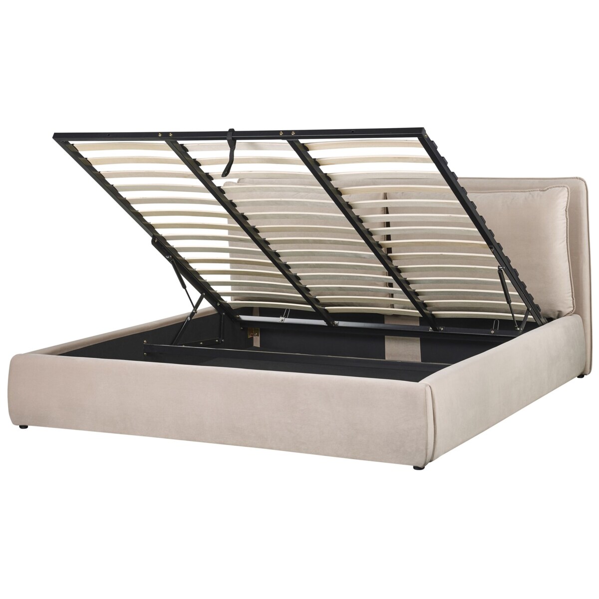 Łóżko z pojemnikiem welurowe 180 x 200 cm beżowe BAJONNA
