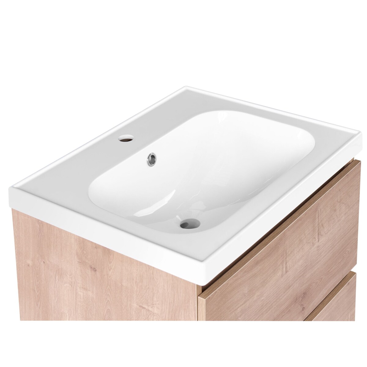 Szafka łazienkowa wisząca z umywalką LAGOA 60 cm Jasnobrązowy