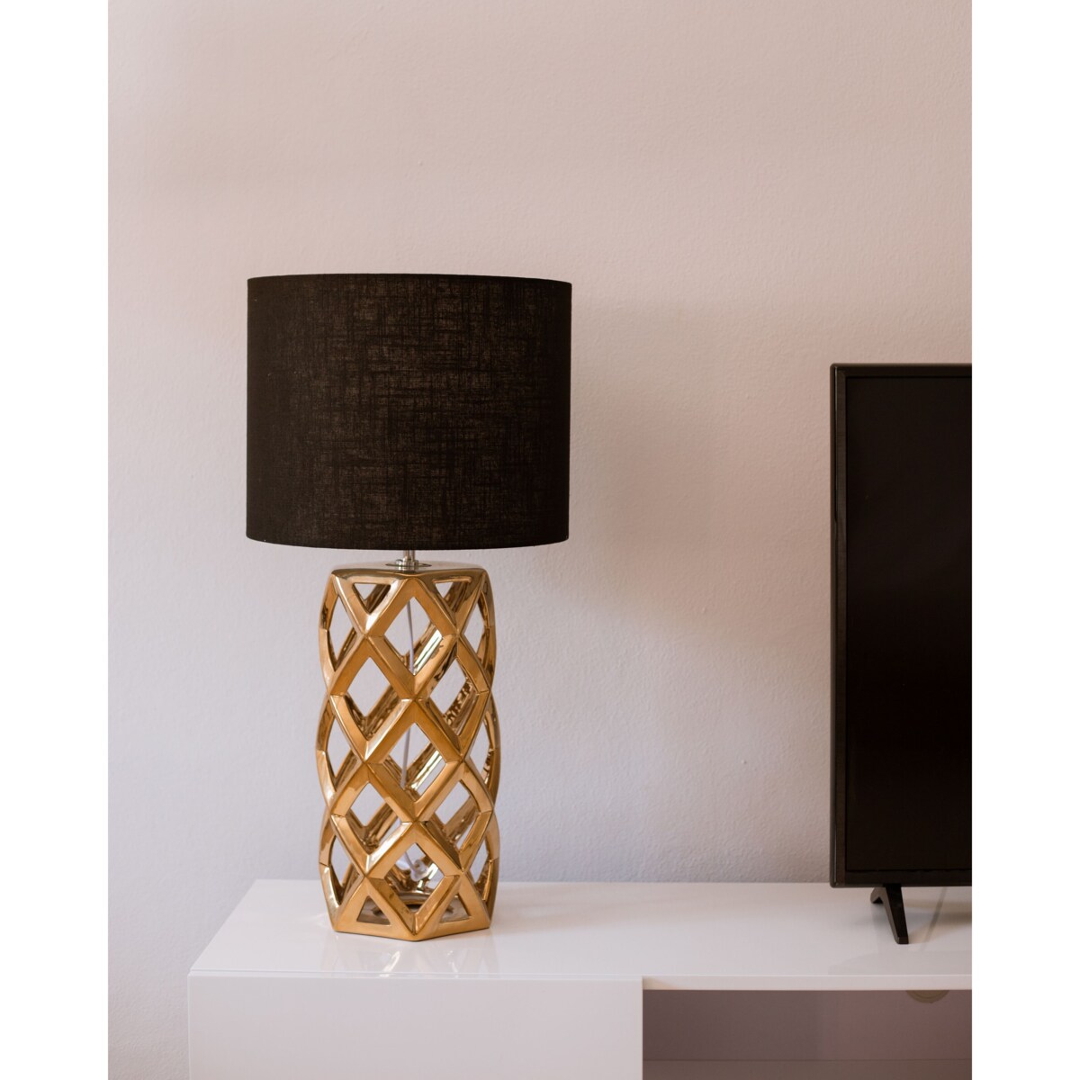 Lampka nocna ceramiczna złota SELJA