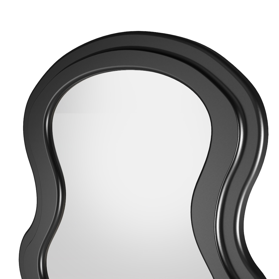 Lustro wiszące w czarnej ramie faliste 177x75 cm