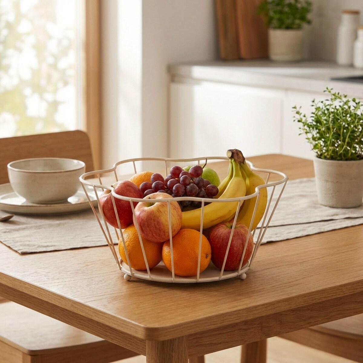 Metalowy koszyk na owoce ZELLER, beżowy, Ø 30 cm