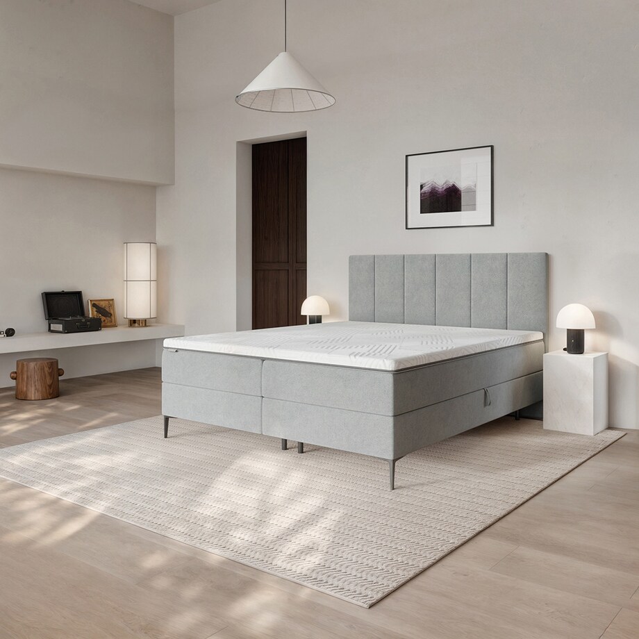 Mesonica Łóżko Kontynentalne Bufo, szare 160x200, Materac nawierzchniowy 160x200 wys: 5 cm