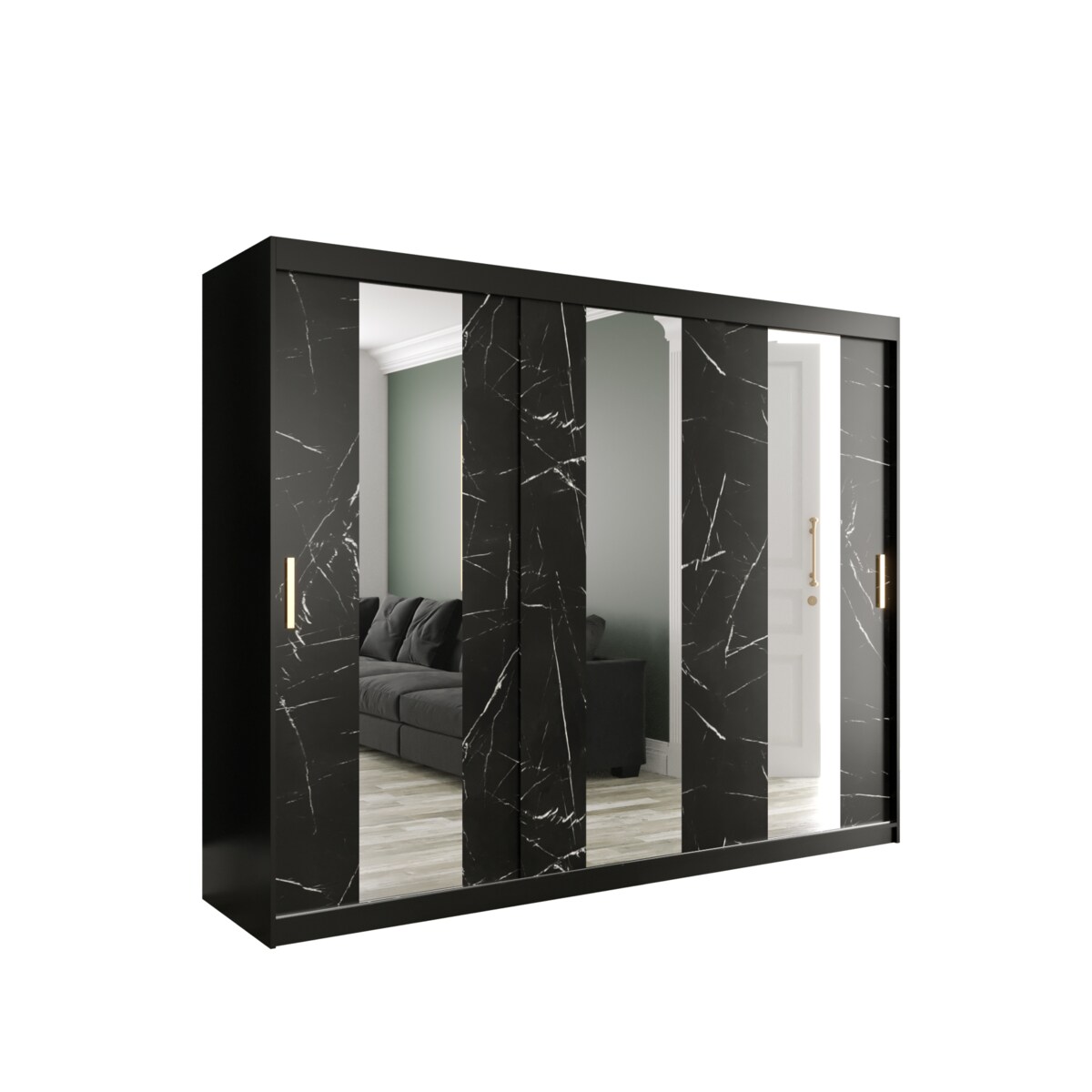 Szafa przesuwna Garderoba MARMUR POLE 250 gł. 62 czarny