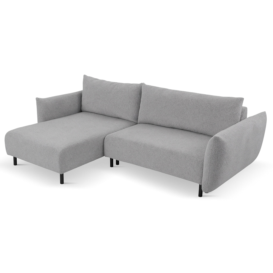 Narożnik DELI z funkcją spania na nóżkach, lewostronny, srebrny