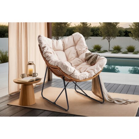 Fotel Ogrodowy Wypoczynkowy Kubełkowy Do Salonu Na Taras Balkon FIN Beż
