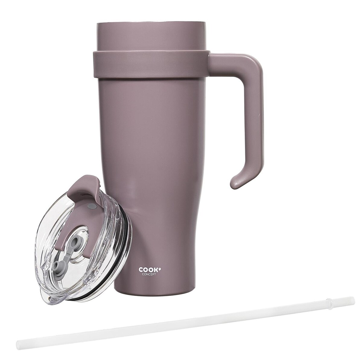 KUBEK TERMICZNY Miami 1,2L fioletowy ze słomką i rączką