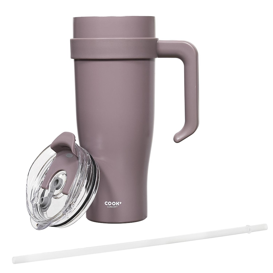 KUBEK TERMICZNY Miami 1,2L fioletowy ze słomką i rączką