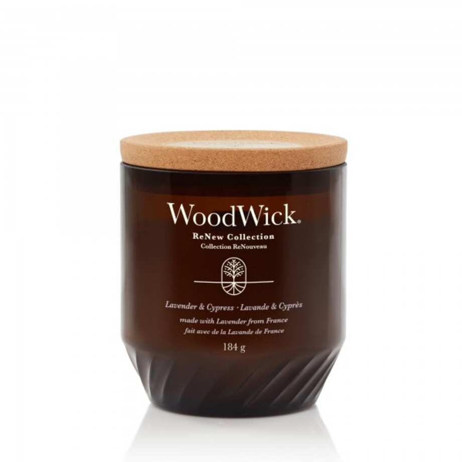WoodWick świeca średnia LAVENDER & CYPRESS