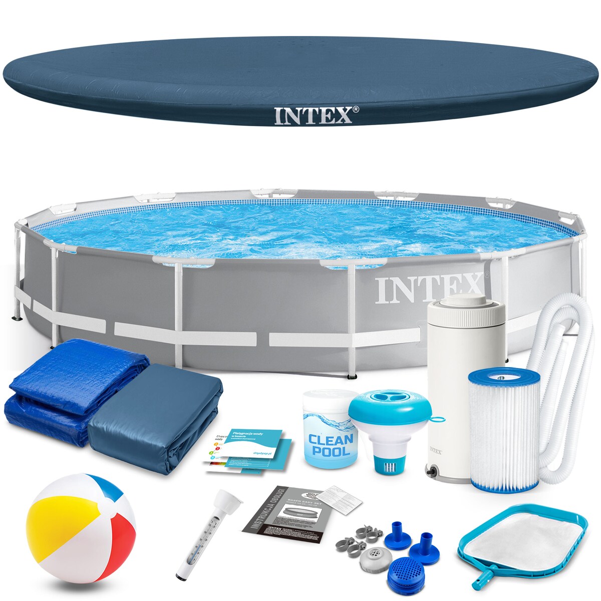 Basen ogrodowy stelażowy Intex 366x76 zestaw 16w1
