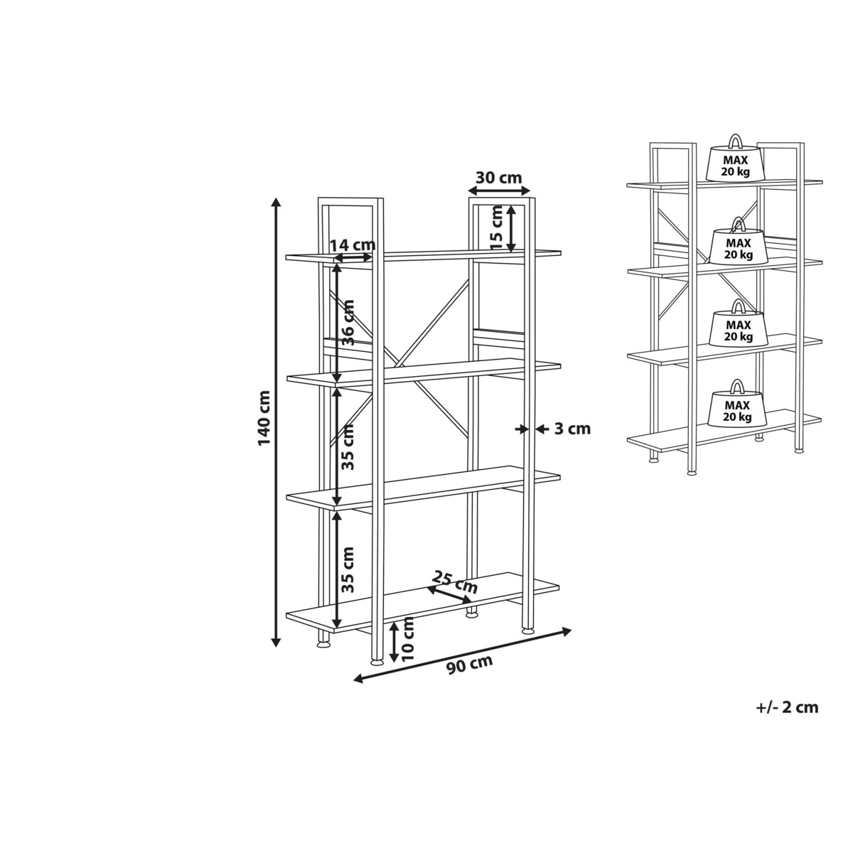 Regał 4 półki ciemne drewno DARBY