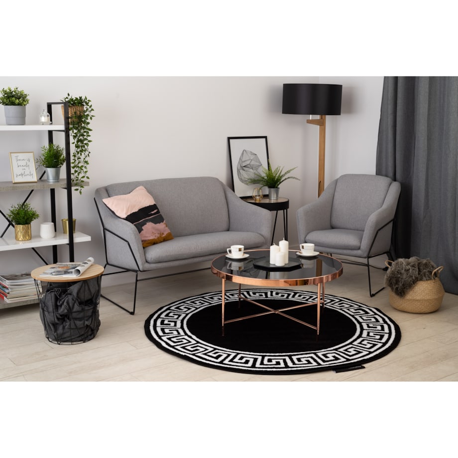 Dywan HAMPTON Grecos koło czarny koło 160 cm
