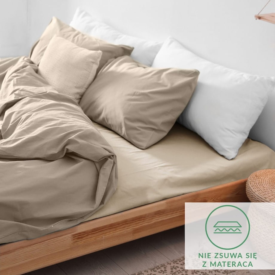 Prześcieradło flanela z gumką 160x200 kolor jasny beż