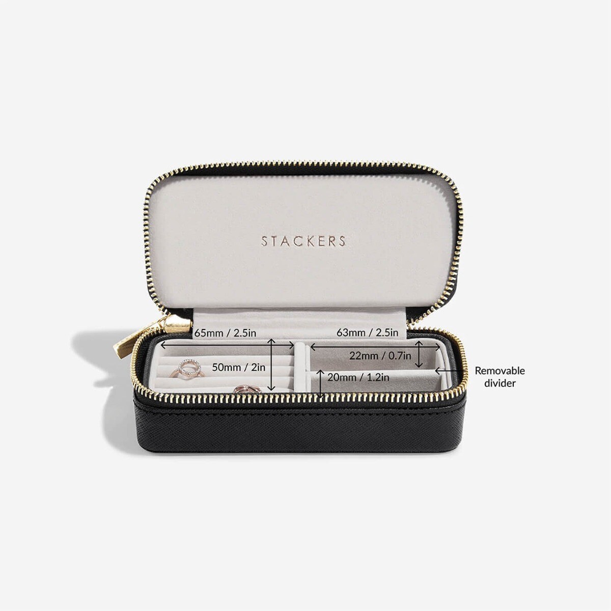 Pudełko podróżne na biżuterię Travel Medium Stackers velvet czarne