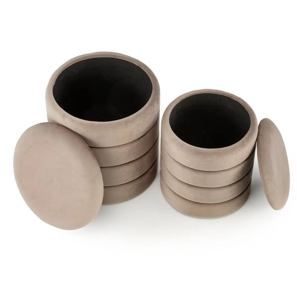 Zestaw puf PACHO VELVET beżowe ze schowkiem