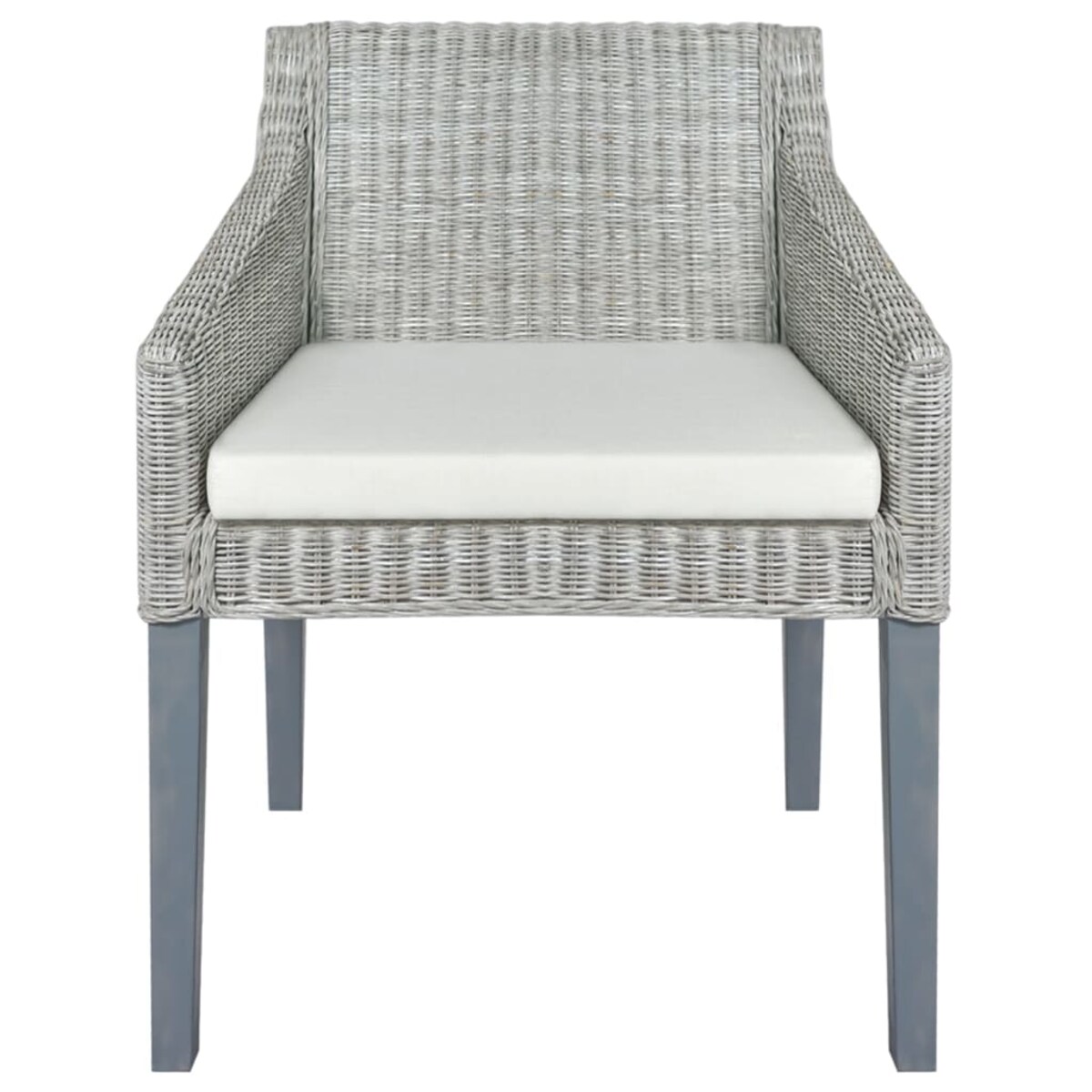 vidaXL Krzesła stołowe z poduszkami, 2 szt., szare, naturalny rattan