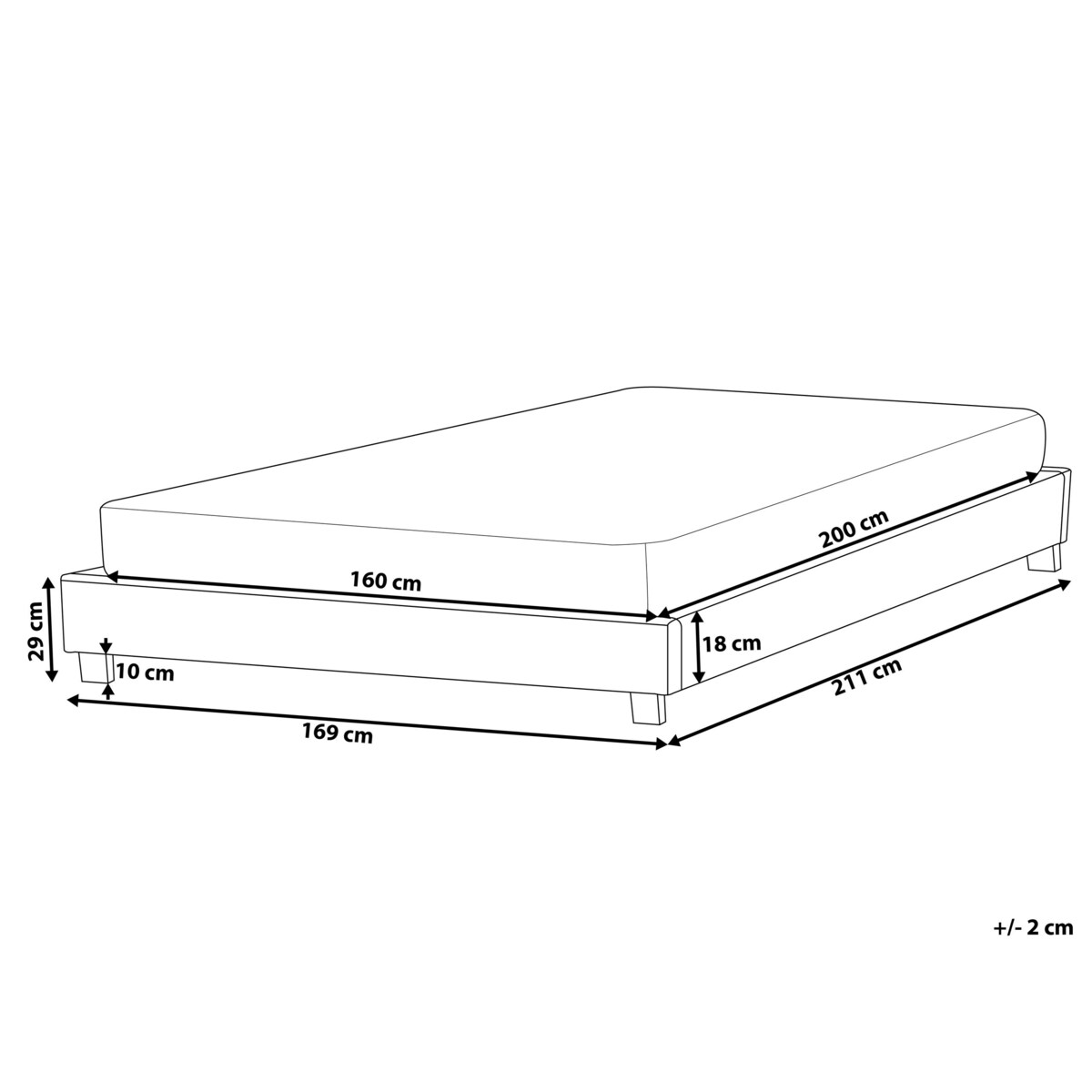 Łóżko tapicerowane bez zagłówka 160 x 200 cm szare ROANNE