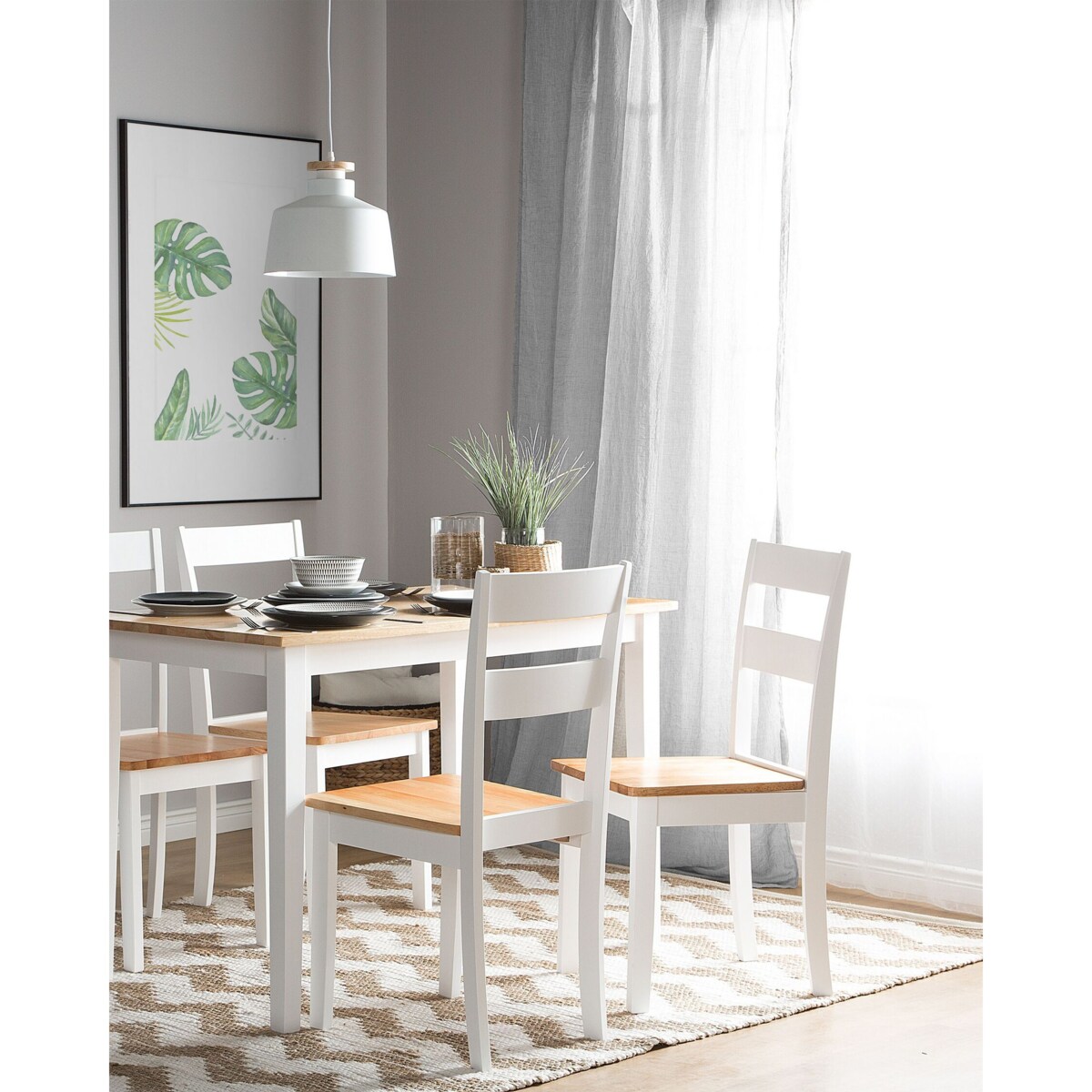 Zestaw 2 krzeseł do jadalni drewniany jasny z białym GEORGIA