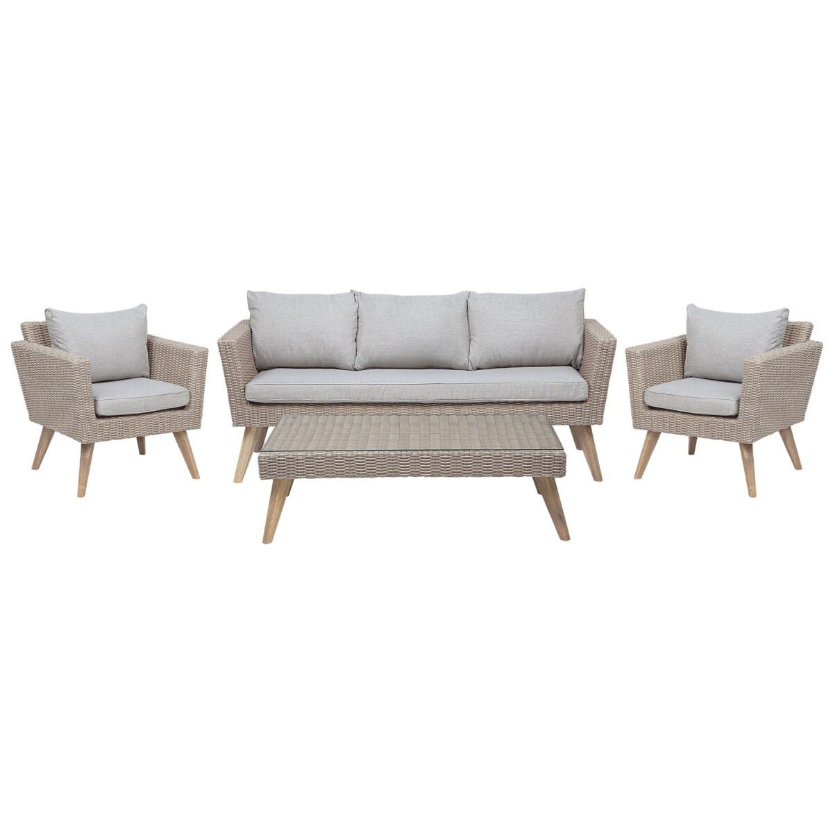 Zestaw ogrodowy ze stolikiem dla 5 osób VITTORIA Technorattan Szary