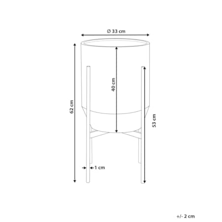 Doniczka na stojaku metalowa 33 x 33 x 62 cm szara HYBRIDUM