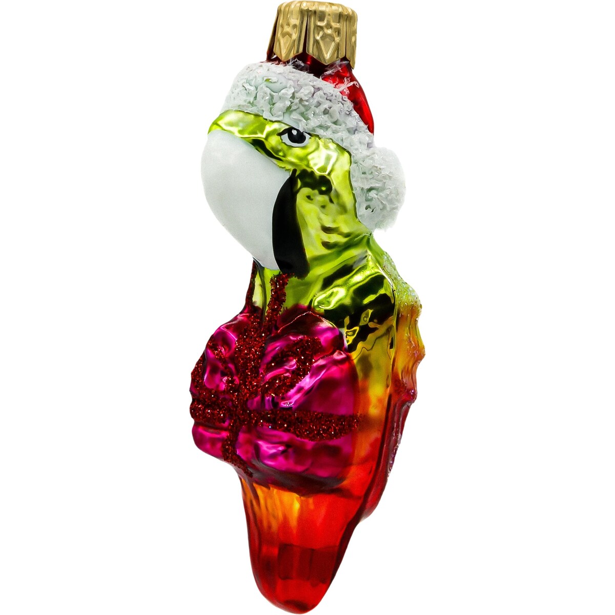 Bombka choinkowa: Świąteczna Papuga z prezentem