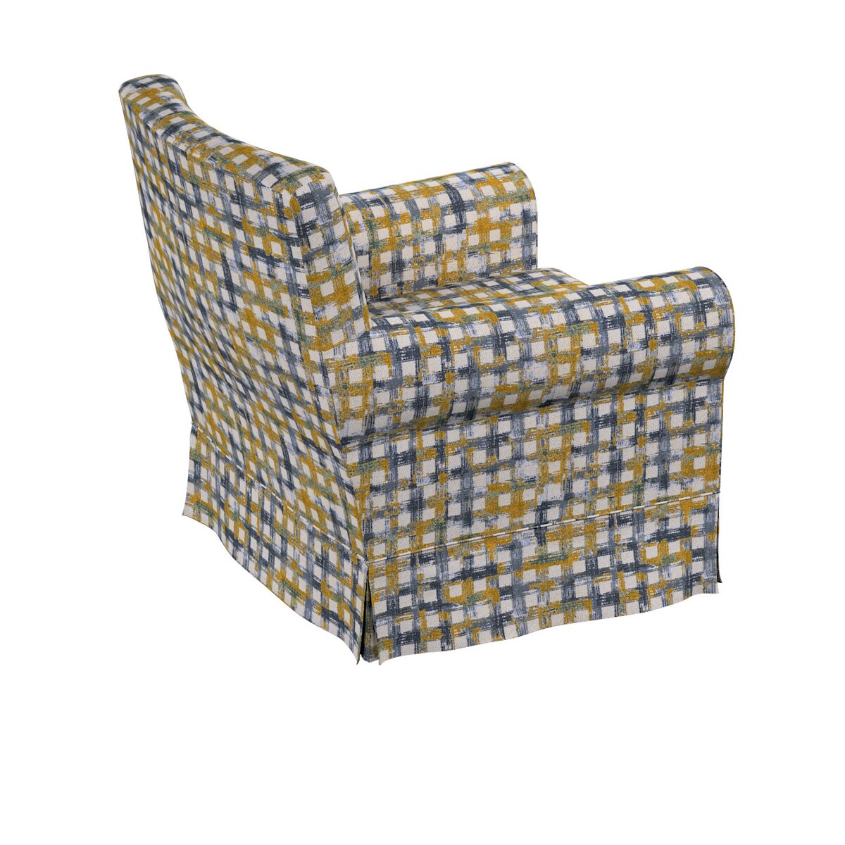 Pokrowiec na fotel Ektorp Jennylund, niebiesko-żółta krata na kremowym tle, 78 x 85 x 84 cm, Cosy Home