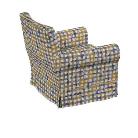 Pokrowiec na fotel Ektorp Jennylund, niebiesko-żółta krata na kremowym tle, 78 x 85 x 84 cm, Cosy Home