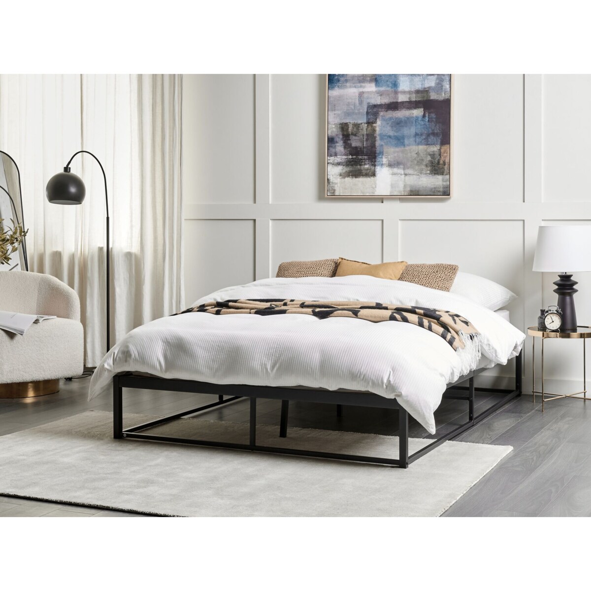 Łóżko metalowe 140 x 200 cm czarne VIRY