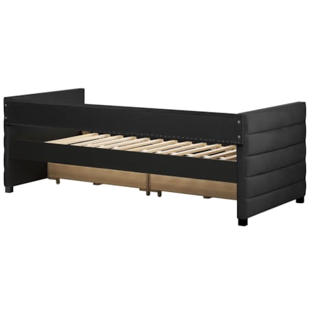 Łóżko dzienne welurowe 90 x 200 cm czarne MARRAY