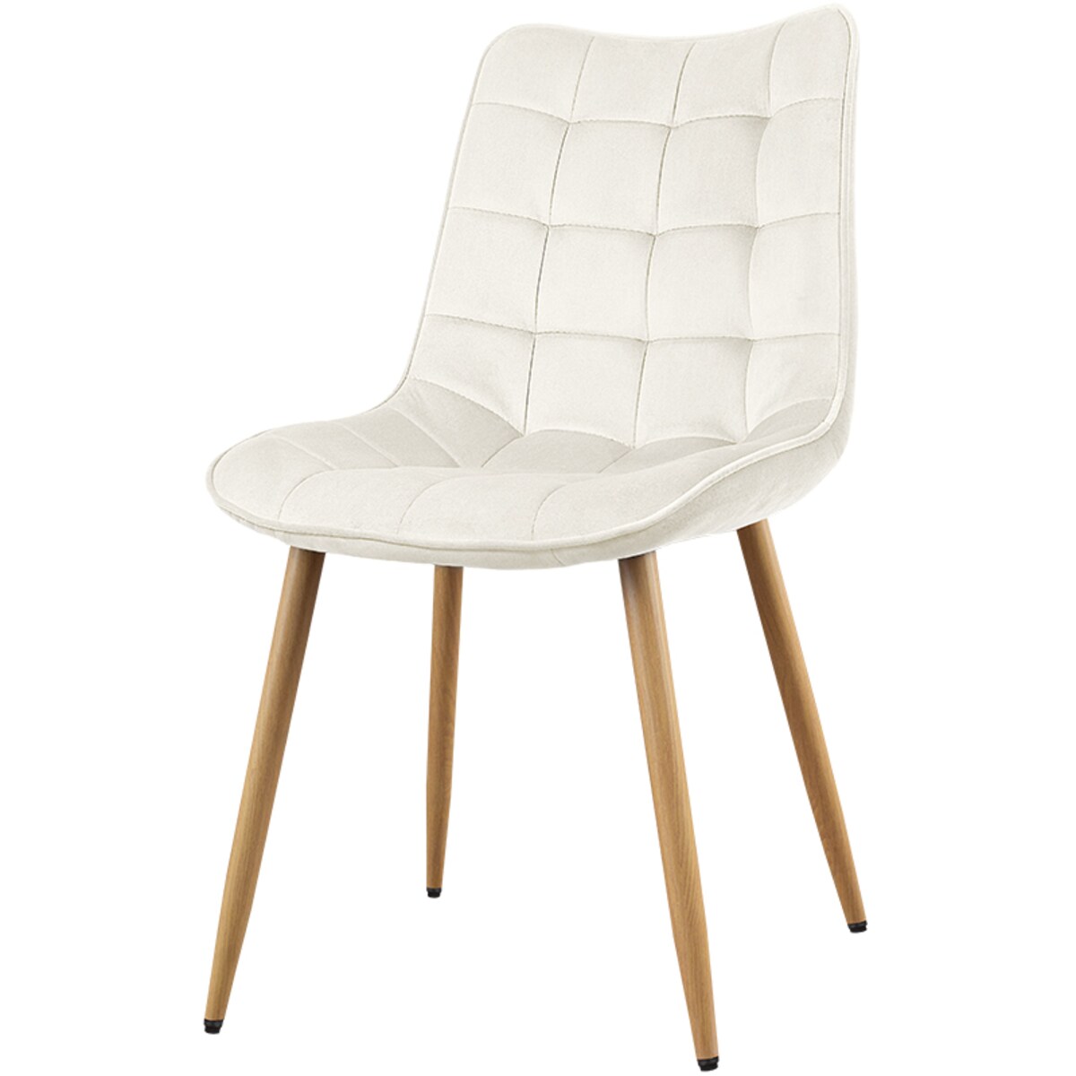 Krzesło tapicerowane do salonu jadalni pikowane welurowe beżowe