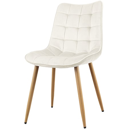 Krzesło tapicerowane do salonu jadalni pikowane welurowe beżowe