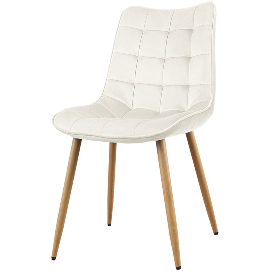 Krzesło tapicerowane do salonu jadalni pikowane welurowe beżowe